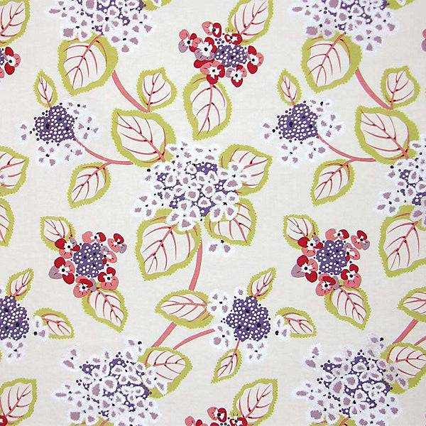 Miranda/Red & Violet Pq 0003Hydr by Grey Watkins Designer Fabric                                                                        100% COTTON INDIA MEDIUM DUTY Horizontal: 27" and Vertical: 17.25" 51.75"  - Swanky Fabrics -