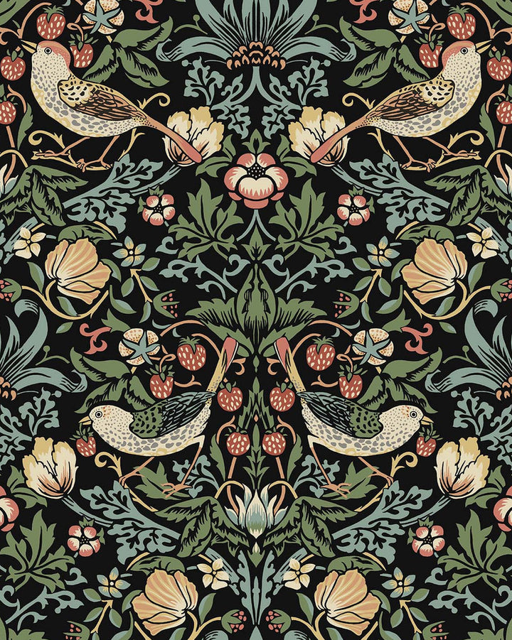 Fragaria Garden Prepasted Ebony by Seabrook Wallpaper Prepasted Online United States 56.05 25.2" 20.5" - Fabric Carolina -