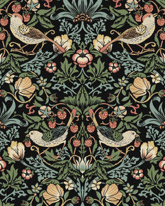 Fragaria Garden Prepasted Ebony by Seabrook Wallpaper