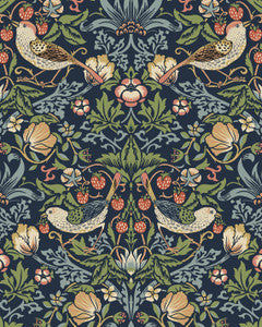 Fragaria Garden Prepasted Midnight Blue by Seabrook Wallpaper