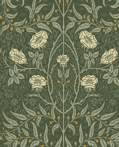 Stenciled Floral Prepasted Evergreen by Seabrook Wallpaper