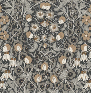 Tulip Garden Prepasted Wrought Iron & Chamois by Seabrook Wallpaper
