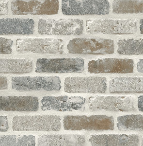 Washed Faux Brick Prepasted Neutral by Seabrook Wallpaper