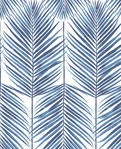 Paradise Palm Prepasted Coastal Blue by Seabrook Wallpaper