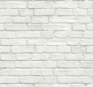 Industrial Faux Brick Prepasted Off-White by Seabrook Wallpaper