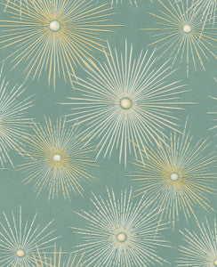 Starburst Geo Prepasted Teal & Gold by Seabrook Wallpaper