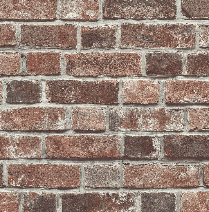 Faux Red Brick Prepasted Red & Charcoal by Seabrook Wallpaper Prepasted Online United States 56.05 20.87" 20.5" - Fabric Carolina -