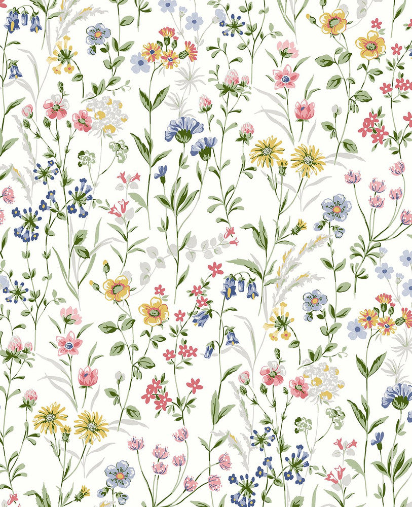 Wildflowers Prepasted Multicolored by Seabrook Wallpaper Prepasted Online United States 56.05 25.2" 20.5" - Fabric Carolina -