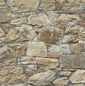 Faux Stone Wall Prepasted Toffee & Ivory by Seabrook Wallpaper