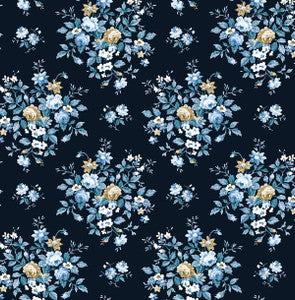 Floral Bouquet Prepasted Midnight Blue & Toffee by Seabrook Wallpaper
