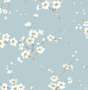 Blossoming Branches Sky Blue by Seabrook Wallpaper