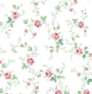 Meadow Floral Trail Blush & Spearmint by Seabrook Wallpaper