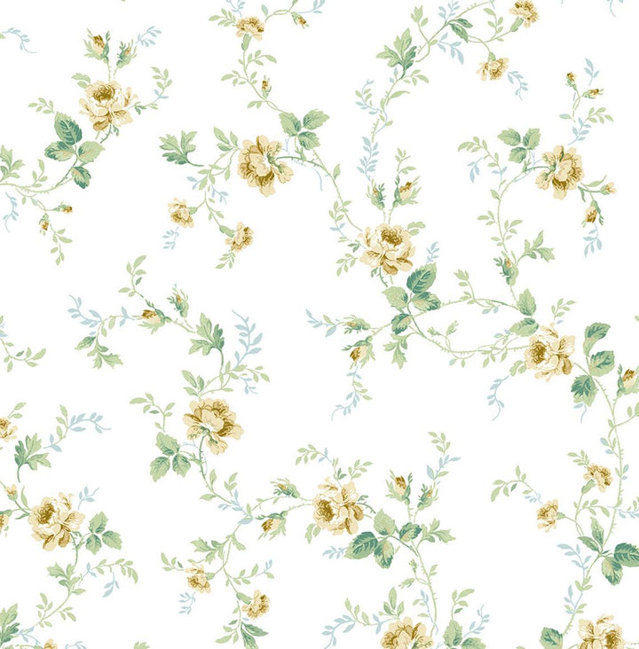 Meadow Floral Trail Wheatfield & Sage by Seabrook Wallpaper Prepasted Online United States 56.05 20.87" 20.5" - Fabric Carolina -