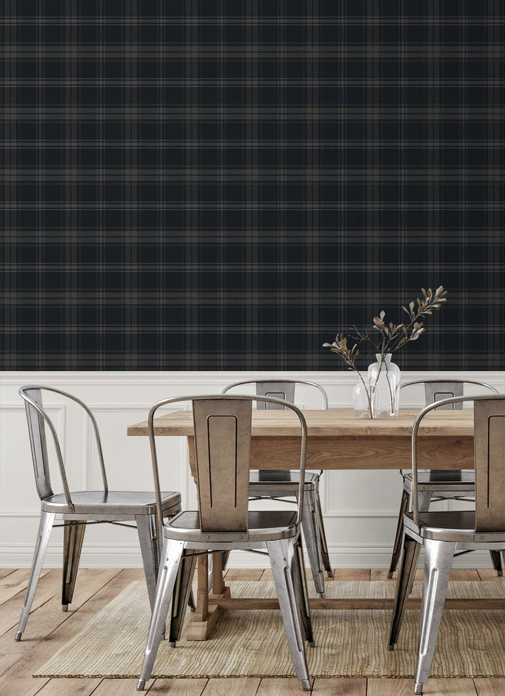 Dellabrooke Plaid Dark Blue & Evergreen PR13402 by Seabrook Designs Designer Wallpaper
