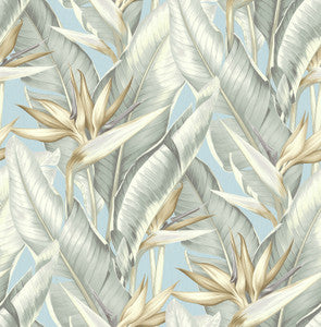 Arcadia Blueberry Banana Leaf Wallpaper by Kenneth James