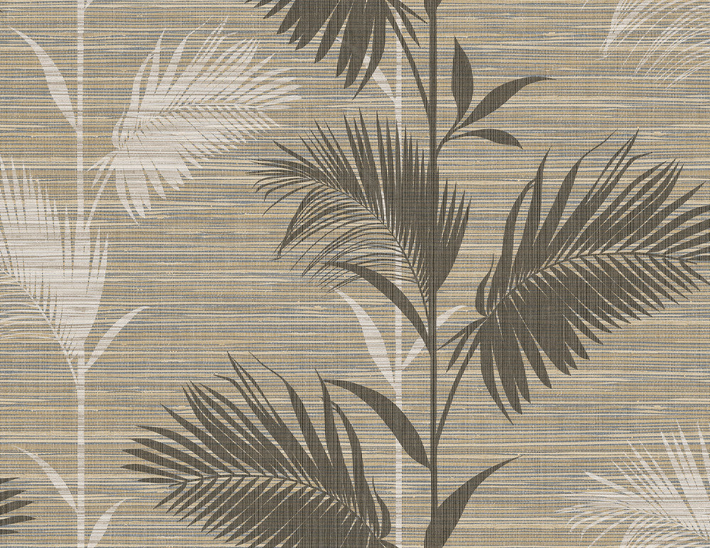 Away Brown Palm Wallpaper by Kenneth James Palm Springs Covers about 60.8 square feet 27-in by 27-ft long roll Unpasted 21 - Fabric Carolina -