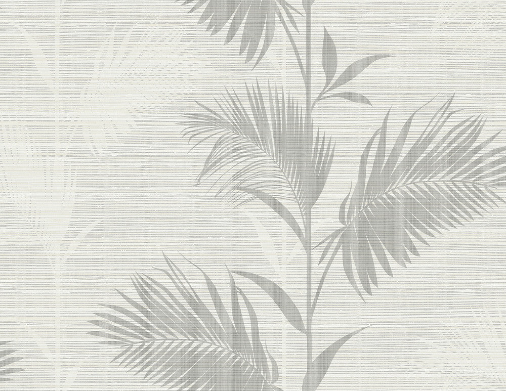 Away Grey Palm Wallpaper by Kenneth James Palm Springs Covers about 60.8 square feet 27-in by 27-ft long roll Unpasted 21 - Fabric Carolina -