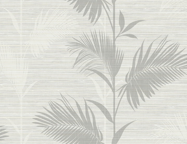 Away Grey Palm Wallpaper by Kenneth James Palm Springs Covers about 60.8 square feet 27-in by 27-ft long roll Unpasted 21 - Fabric Carolina -