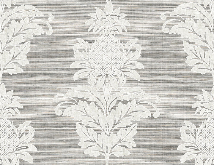 Pineapple Grove Gold Damask Wallpaper by Kenneth James Palm Springs Covers about 60.8 square feet 27-in by 27-ft long roll Unpasted 21 - Fabric Carolina -