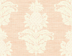 Pineapple Grove Pink Damask Wallpaper by Kenneth James