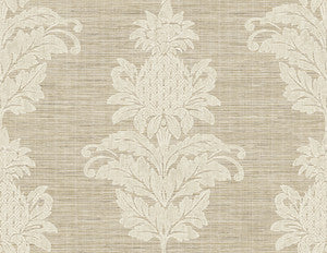 Pineapple Grove Brown Damask Wallpaper by Kenneth James