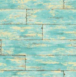 Shipwreck Aquamarine Wood Wallpaper by Kenneth James