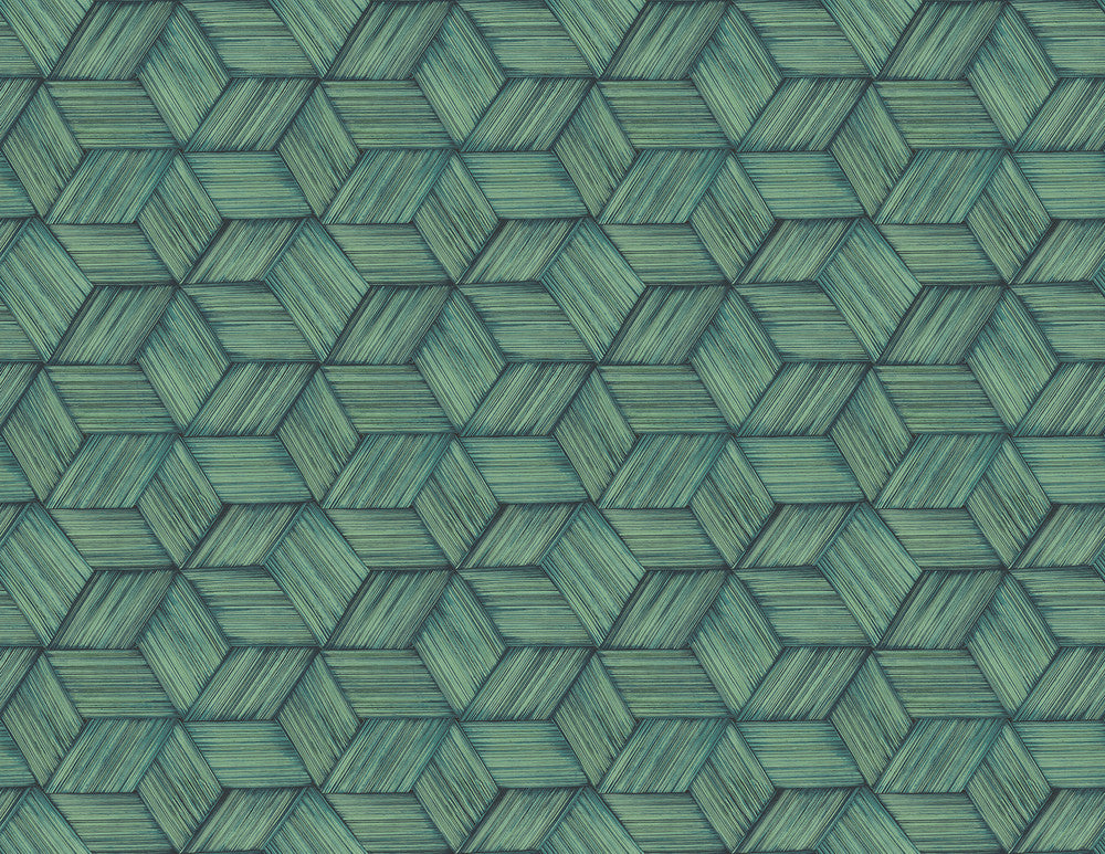 Intertwined Blue Geometric Wallpaper by Kenneth James Palm Springs Covers about 60.8 square feet 27-in by 27-ft long roll Unpasted 6.96 - Fabric Carolina -
