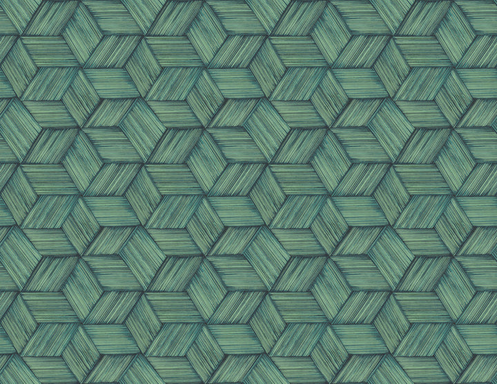 Intertwined Blue Geometric Wallpaper by Kenneth James Palm Springs Covers about 60.8 square feet 27-in by 27-ft long roll Unpasted 6.96 - Fabric Carolina -
