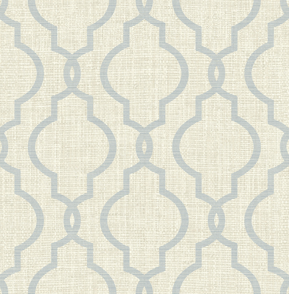 Geometric Grey Quatrefoil Wallpaper by Kenneth James Palm Springs Covers about 56.4 square feet 20.5-in by 33-ft long roll Unpasted 21 - Fabric Carolina -