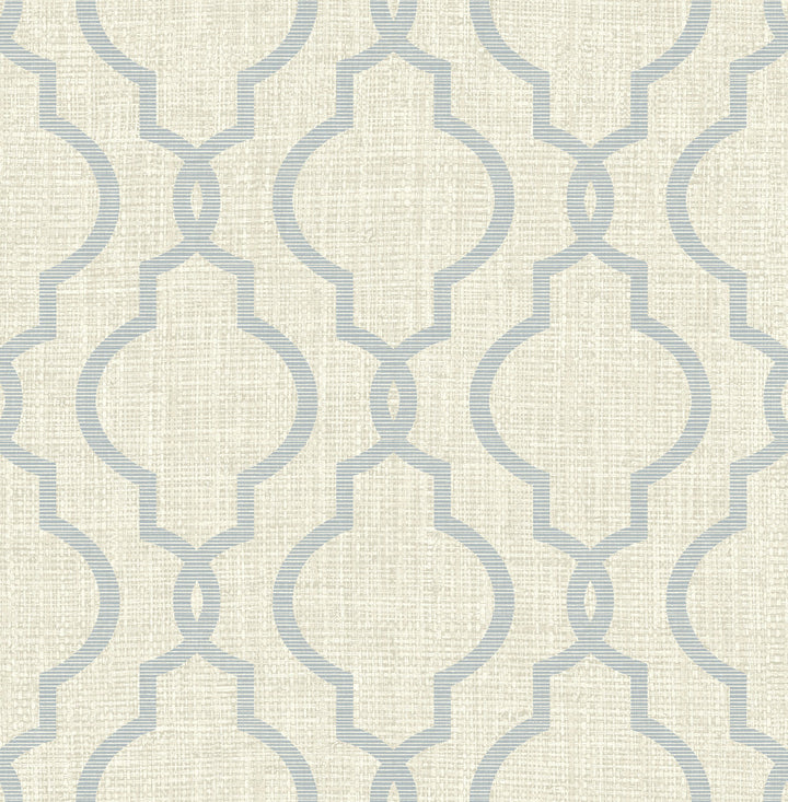 Geometric Grey Quatrefoil Wallpaper by Kenneth James Palm Springs Covers about 56.4 square feet 20.5-in by 33-ft long roll Unpasted 21 - Fabric Carolina -