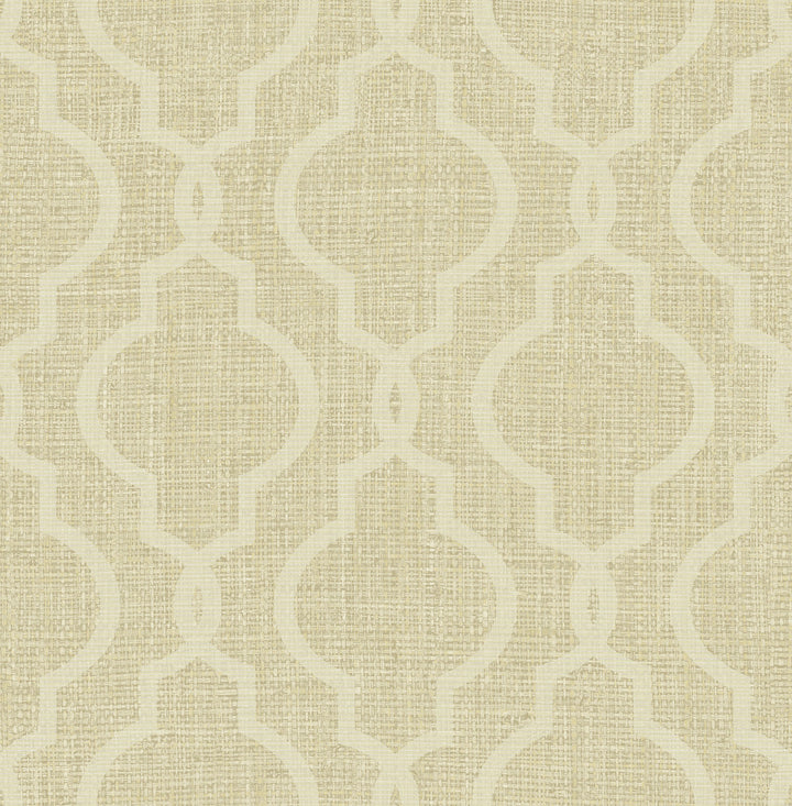 Geometric Gold Quatrefoil Wallpaper by Kenneth James Palm Springs Covers about 56.4 square feet 20.5-in by 33-ft long roll Unpasted 21 - Fabric Carolina -