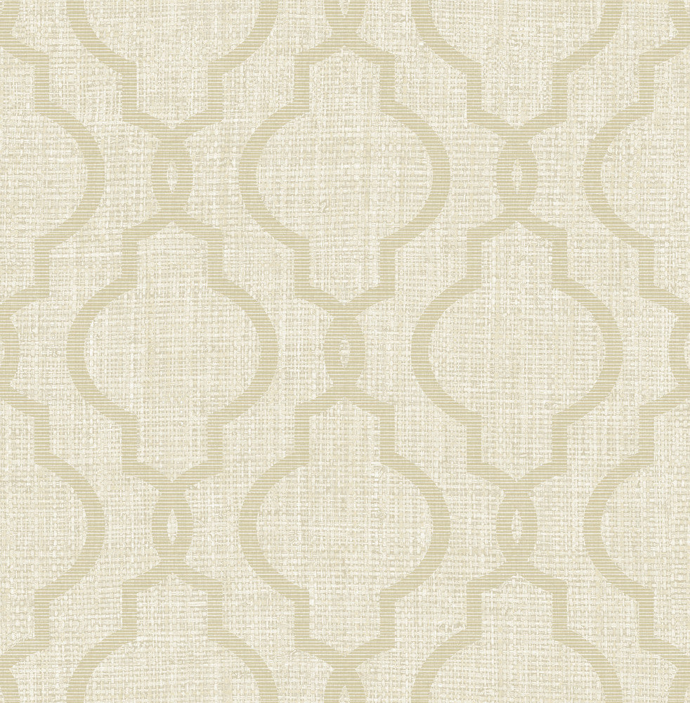 Geometric Taupe Quatrefoil Wallpaper by Kenneth James Palm Springs Covers about 56.4 square feet 20.5-in by 33-ft long roll Unpasted 21 - Fabric Carolina -
