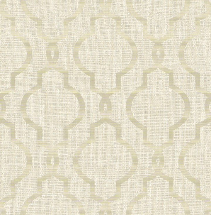 Geometric Taupe Quatrefoil Wallpaper by Kenneth James Palm Springs Covers about 56.4 square feet 20.5-in by 33-ft long roll Unpasted 21 - Fabric Carolina -