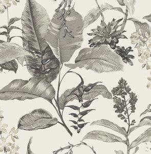Maui White Botanical Wallpaper by Kenneth James