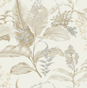 Maui Beige Botanical Wallpaper by Kenneth James