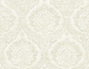 Kauai Taupe Damask Wallpaper by Kenneth James