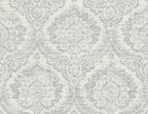 Kauai Grey Damask Wallpaper by Kenneth James