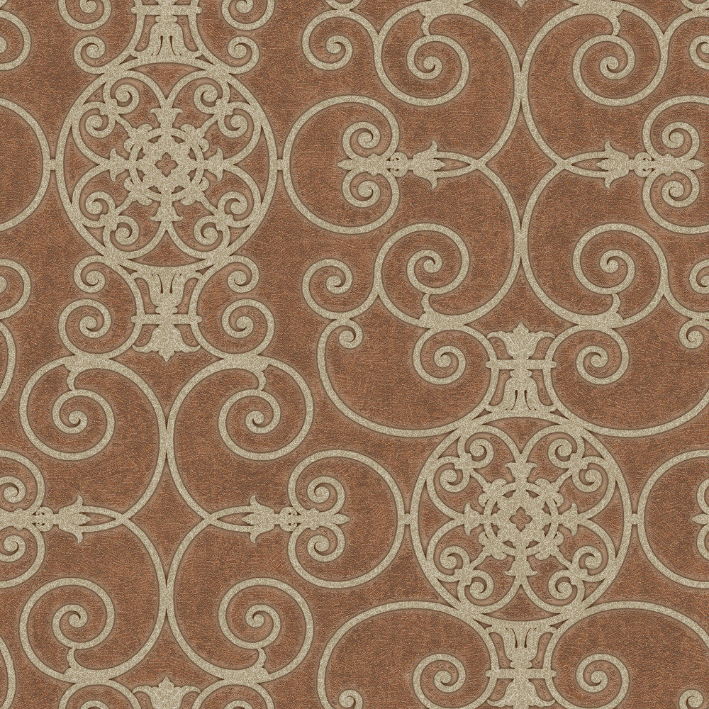 Bronze Belleek Wallpaper by Patty Madden Passion Covers about 56.4 square feet 20.5-in by 33-ft long roll Prepasted 20.5 - Fabric Carolina -