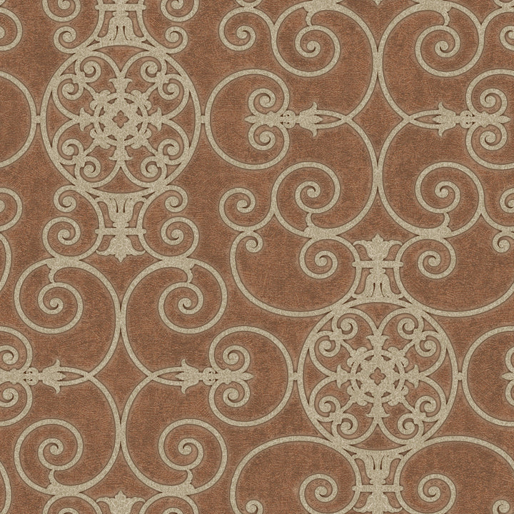 Bronze Belleek Wallpaper by Patty Madden Passion Covers about 56.4 square feet 20.5-in by 33-ft long roll Prepasted 20.5 - Fabric Carolina -