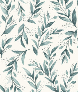 Magnolia Home Olive Branch Teal Peel & Stick Wallpaper by Magnolia Home