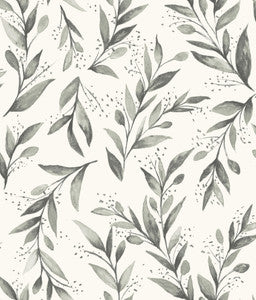 Magnolia Home Olive Branch Charcoal Peel & Stick Wallpaper by Magnolia Home
