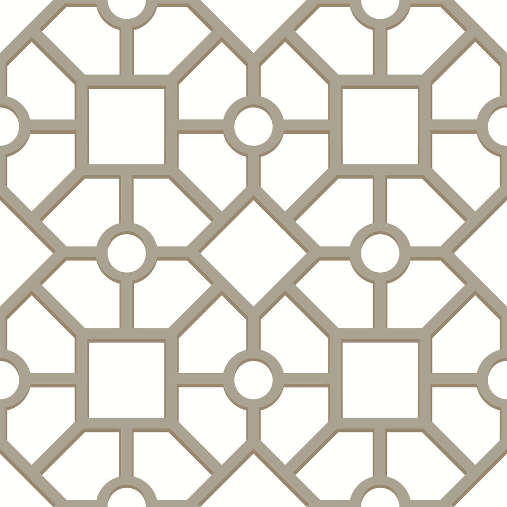 Hedgerow Trellis Taupe & Gold Peel & Stick Wallpaper by York Wallcoverings York Premium Peel + Stick Covers about 34.2 square feet 20.5-in by 20-ft long roll Peel & Stick 10.25 - Fabric Carolina -