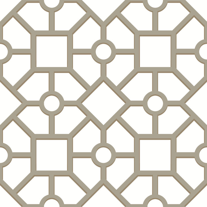 Hedgerow Trellis Taupe & Gold Peel & Stick Wallpaper by York Wallcoverings York Premium Peel + Stick Covers about 34.2 square feet 20.5-in by 20-ft long roll Peel & Stick 10.25 - Fabric Carolina -