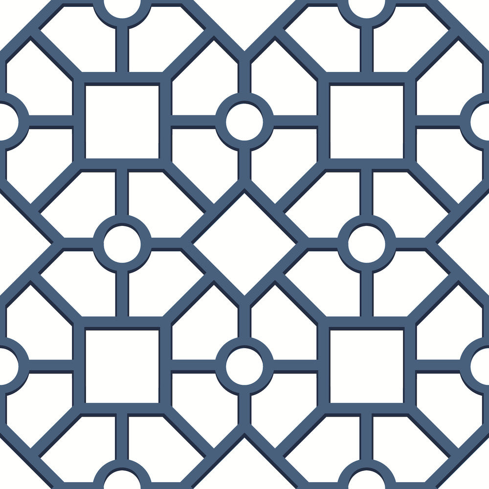 Hedgerow Trellis Navy Peel & Stick Wallpaper by York Wallcoverings York Premium Peel + Stick Covers about 34.2 square feet 20.5-in by 20-ft long roll Peel & Stick 10.25 - Fabric Carolina -