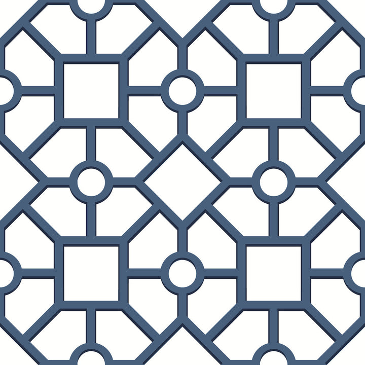 Hedgerow Trellis Navy Peel & Stick Wallpaper by York Wallcoverings York Premium Peel + Stick Covers about 34.2 square feet 20.5-in by 20-ft long roll Peel & Stick 10.25 - Fabric Carolina -
