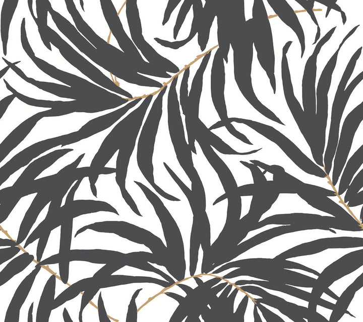 Bali Leaves Black Peel & Stick Wallpaper by York Wallcoverings York Premium Peel + Stick Covers about 45 square feet 27-in by 20-ft long roll Peel & Stick 25.25 - Fabric Carolina -