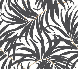 Bali Leaves Black Peel & Stick Wallpaper by York Wallcoverings