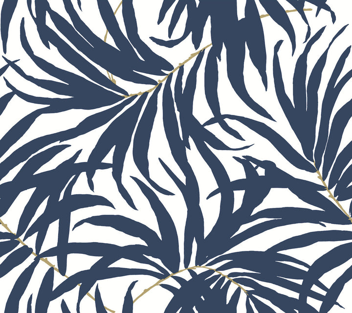 Bali Leaves Blue Peel & Stick Wallpaper by York Wallcoverings York Premium Peel + Stick Covers about 45 square feet 27-in by 20-ft long roll Peel & Stick 25.25 - Fabric Carolina -