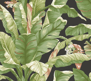 Banana Leaf Black & Green Peel & Stick Wallpaper by York Wallcoverings