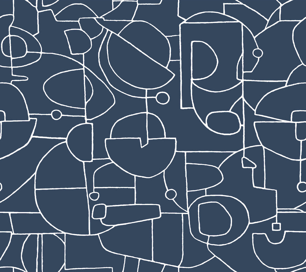 Robotics Navy Peel & Stick Wallpaper by York Wallcoverings York Premium Peel + Stick Covers about 45 square feet 27-in by 20-ft long roll Peel & Stick 24 - Fabric Carolina -